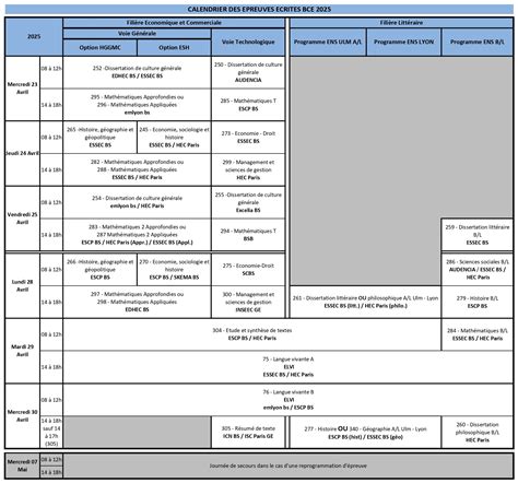 date concours bce|Le calendrier des épreuves écrites 